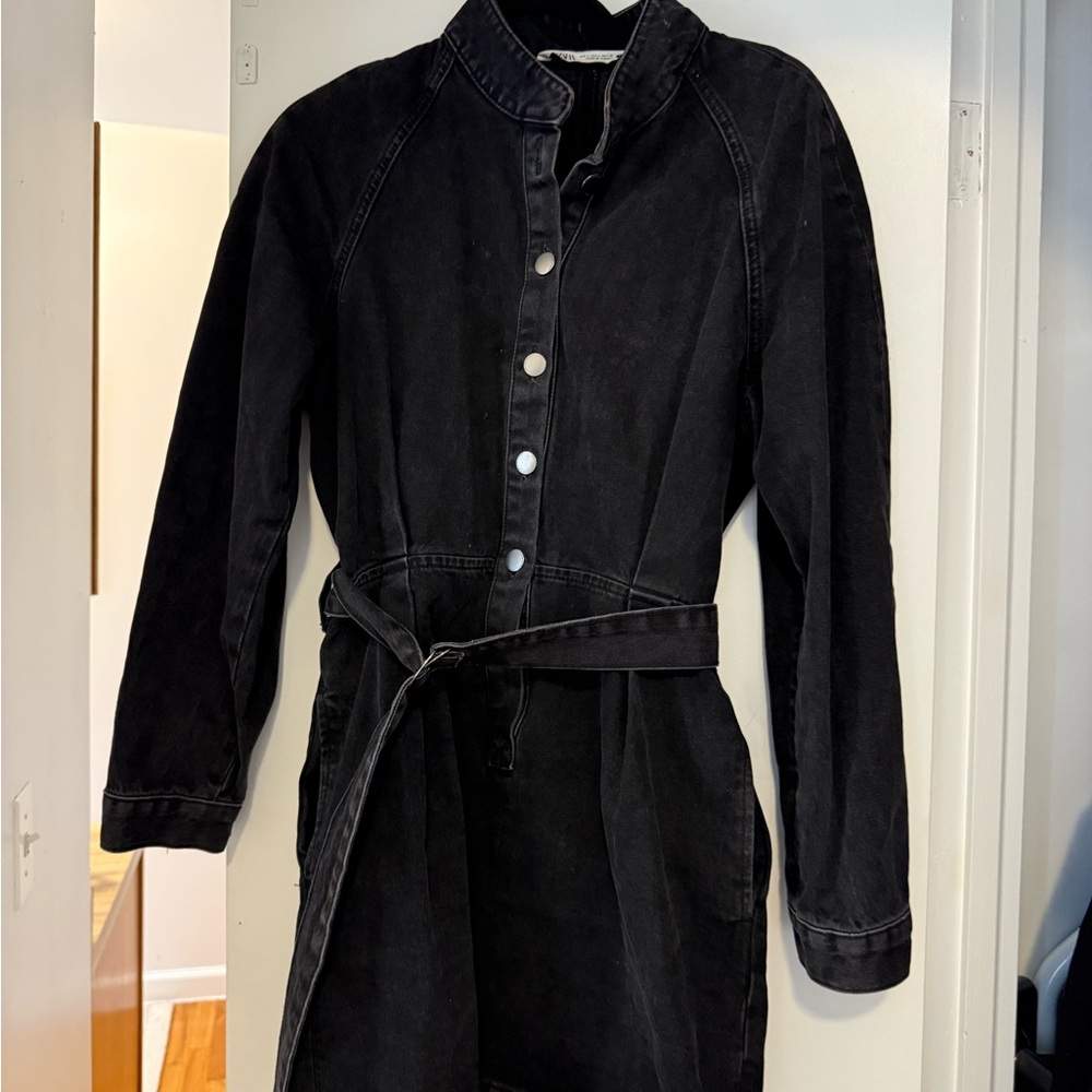 Black Denim Button-Up Dress